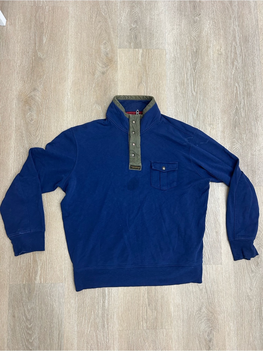 Vintage Polo Ralph Lauren 1/4 Snap Zip Pullover Men XXL 2XL Blue Green Preppy